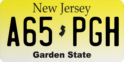 NJ license plate A65PGH