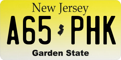 NJ license plate A65PHK