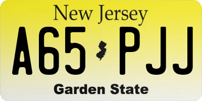 NJ license plate A65PJJ