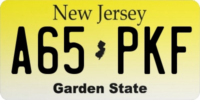 NJ license plate A65PKF
