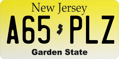 NJ license plate A65PLZ