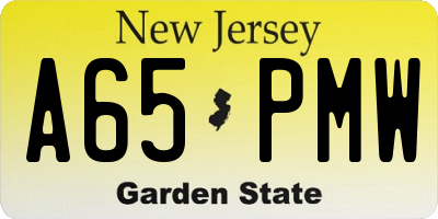 NJ license plate A65PMW