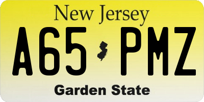 NJ license plate A65PMZ
