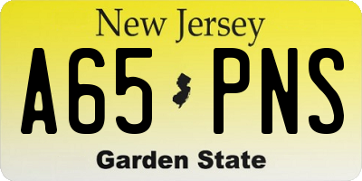 NJ license plate A65PNS