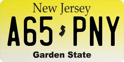 NJ license plate A65PNY