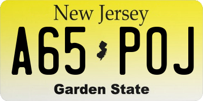 NJ license plate A65POJ