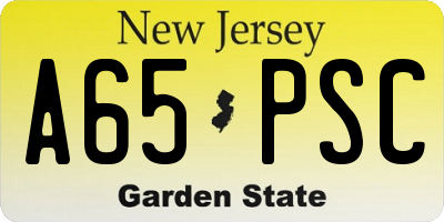 NJ license plate A65PSC