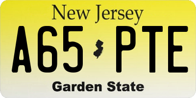 NJ license plate A65PTE