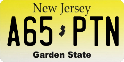 NJ license plate A65PTN