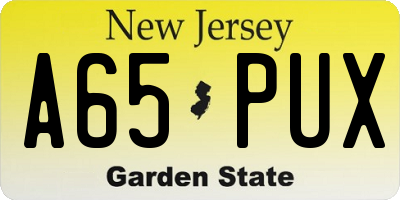 NJ license plate A65PUX