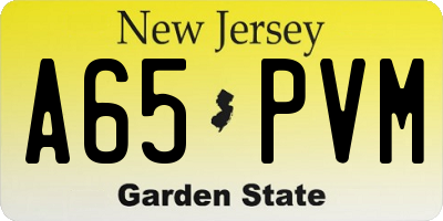 NJ license plate A65PVM