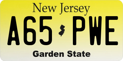 NJ license plate A65PWE