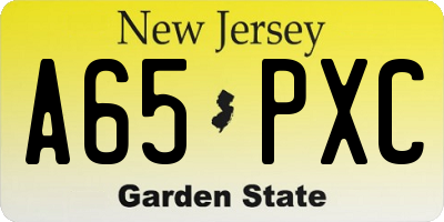 NJ license plate A65PXC