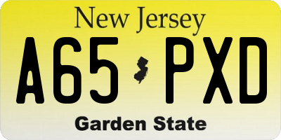 NJ license plate A65PXD