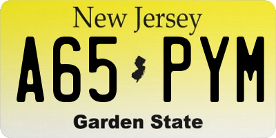 NJ license plate A65PYM