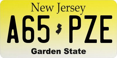 NJ license plate A65PZE