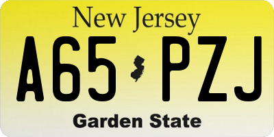NJ license plate A65PZJ