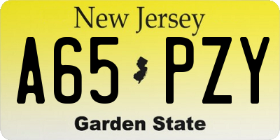 NJ license plate A65PZY