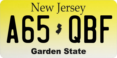 NJ license plate A65QBF