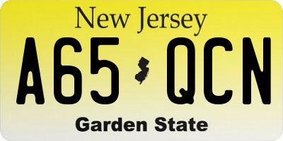 NJ license plate A65QCN