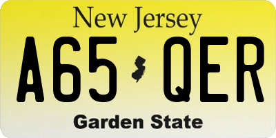 NJ license plate A65QER