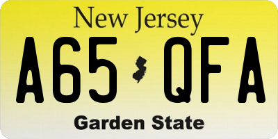 NJ license plate A65QFA