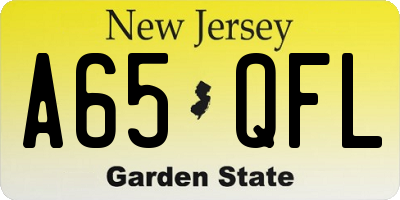 NJ license plate A65QFL