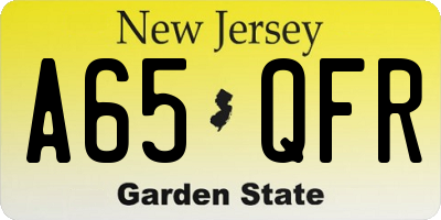 NJ license plate A65QFR