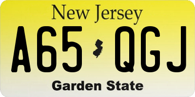 NJ license plate A65QGJ