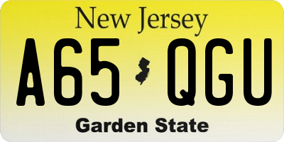 NJ license plate A65QGU
