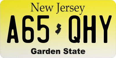 NJ license plate A65QHY