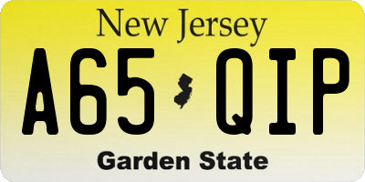 NJ license plate A65QIP