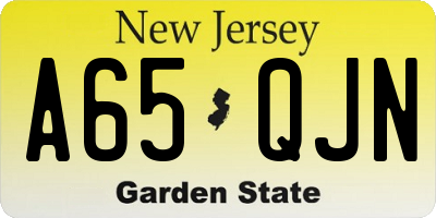 NJ license plate A65QJN