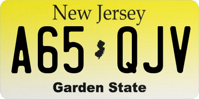 NJ license plate A65QJV