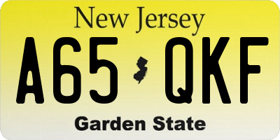 NJ license plate A65QKF