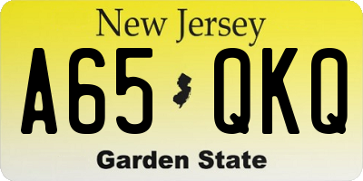 NJ license plate A65QKQ
