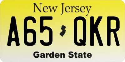 NJ license plate A65QKR