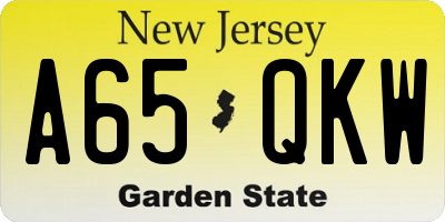 NJ license plate A65QKW