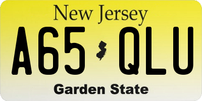 NJ license plate A65QLU