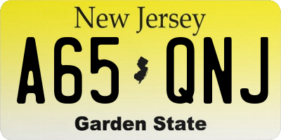 NJ license plate A65QNJ