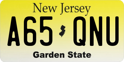 NJ license plate A65QNU