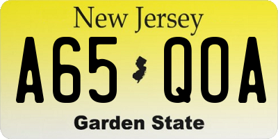 NJ license plate A65QOA