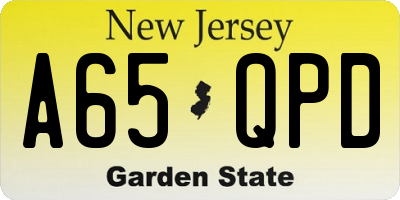 NJ license plate A65QPD