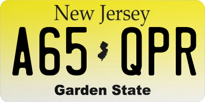 NJ license plate A65QPR