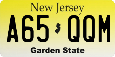 NJ license plate A65QQM
