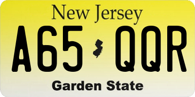 NJ license plate A65QQR