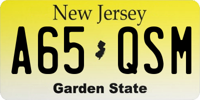 NJ license plate A65QSM