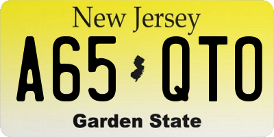 NJ license plate A65QTO