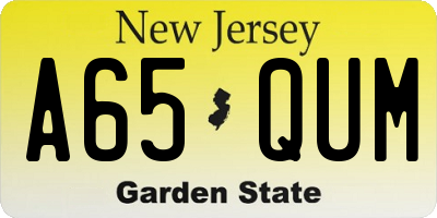 NJ license plate A65QUM