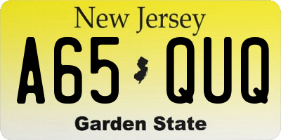 NJ license plate A65QUQ